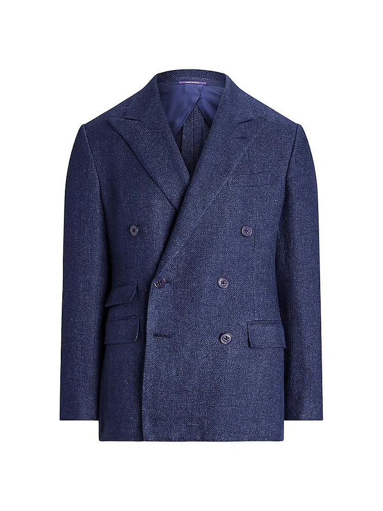 Kent Linen-Blend Double-Breasted Jacket