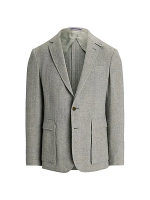 Kent Herringbone Cashmere Two-Button Jacket