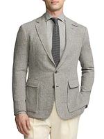 Kent Herringbone Cashmere Two-Button Jacket