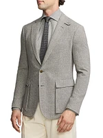 Kent Herringbone Cashmere Two-Button Jacket