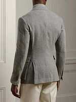 Kent Herringbone Cashmere Two-Button Jacket