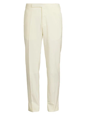 Wool Gabardine Flat-Front Trousers