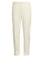 Wool Gabardine Flat-Front Trousers