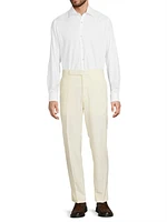 Wool Gabardine Flat-Front Trousers