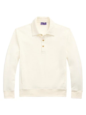 Cotton-Blend Long-Sleeve Polo Sweater