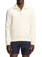 Cotton-Blend Long-Sleeve Polo Sweater