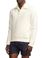 Cotton-Blend Long-Sleeve Polo Sweater