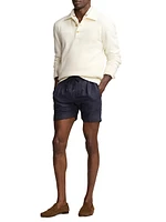 Cotton-Blend Long-Sleeve Polo Sweater