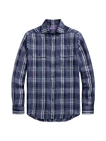 Stewart Plaid Linen Shirt