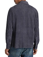 Plaid Suede Button-Front Shirt Jacket