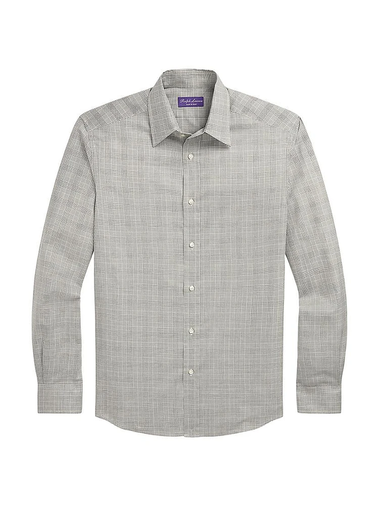 Cotton Flannel Glen-Check Sport Shirt