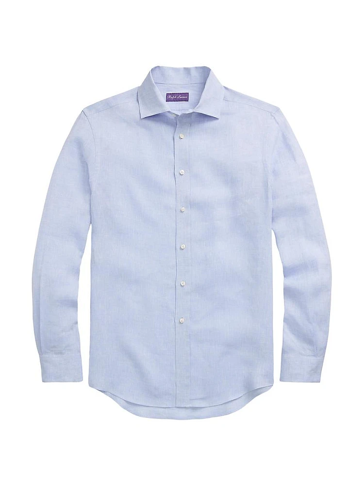 Chambray Linen Long-Sleeve Sport Shirt