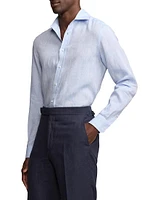 Chambray Linen Long-Sleeve Sport Shirt