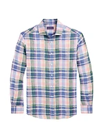 Plaid Linen Long-Sleeve Sport Shirt