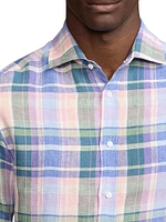 Plaid Linen Long-Sleeve Sport Shirt