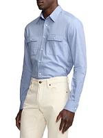 Herringbone Cotton Button-Front Shirt