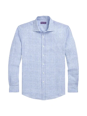 Aston Glen Check Linen Button-Front Shirt