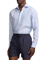 Aston Glen Check Linen Button-Front Shirt