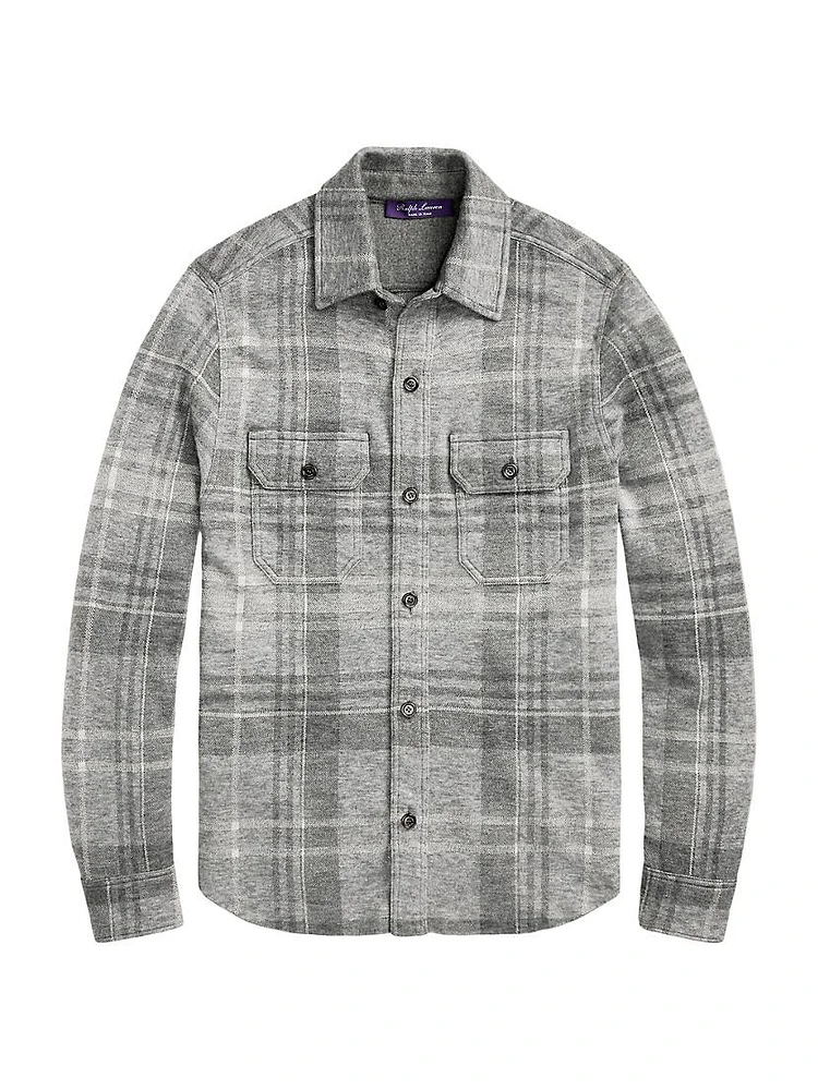 Plaid Cashmere-Blend Overshirt