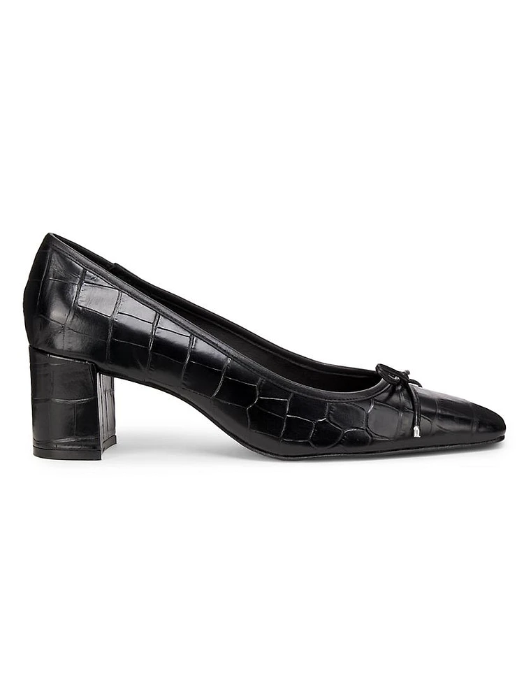 Arissa 65MM Crocodile-Embossed Leather Pumps