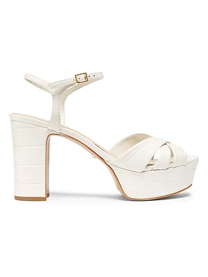 Keefa 100MM Crocodile-Embossed Leather Platform Sandals