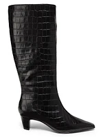 Dellia 65MM Crocodile-Embossed Leather Boots