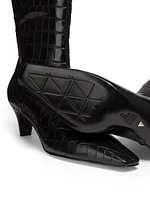 Dellia 65MM Crocodile-Embossed Leather Boots