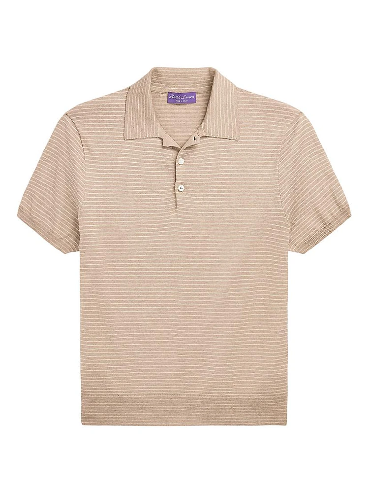 Striped Silk-Cotton Polo Shirt