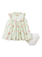 Baby Girl's Floral Crochet Trim Dress