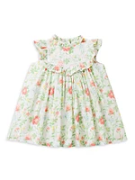 Baby Girl's Floral Crochet Trim Dress