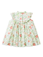 Baby Girl's Floral Crochet Trim Dress