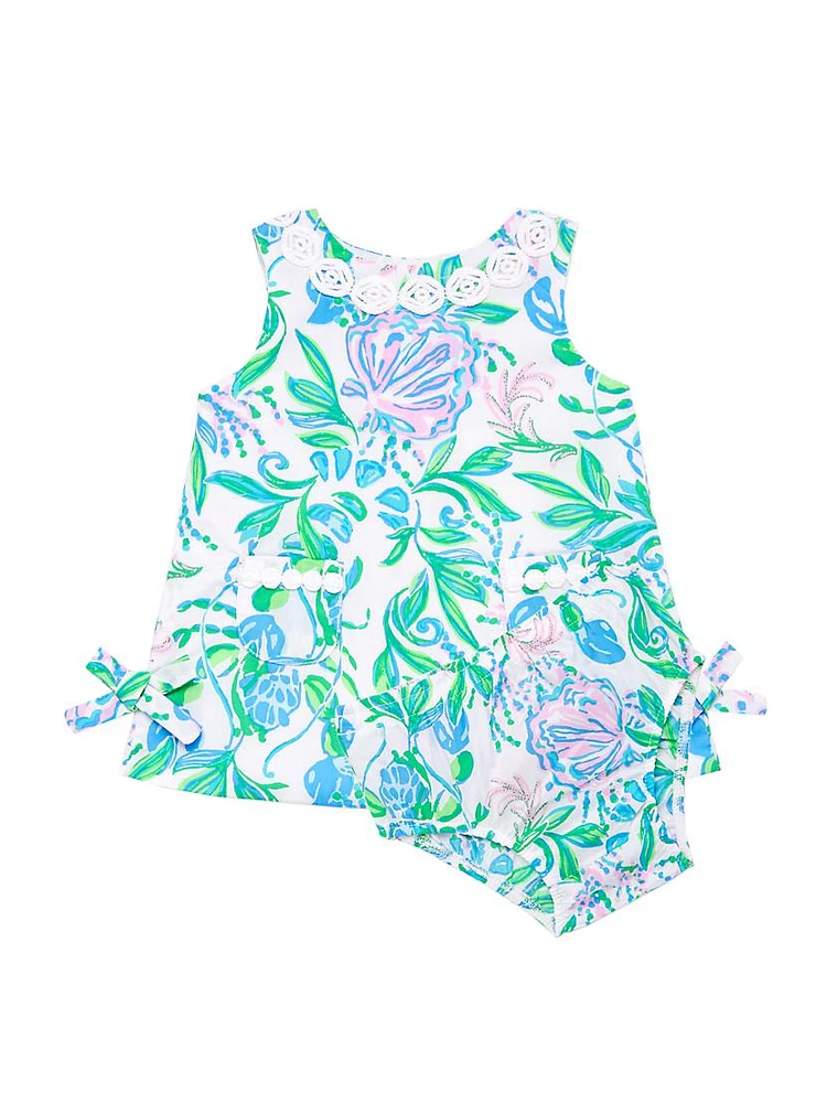 Baby Girl's 2-Piece Seashell Print Shift Dress & Bloomers Set