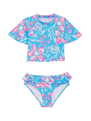 Little Girl's & 2-Piece Maxey Floral Rashguard Set