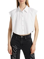 Cap-Sleeve Crop Shirt