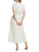 Esmeray Striped Linen-Blend Midi-Dress