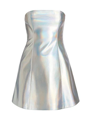 Iridescent Faux Leather Tube Minidress