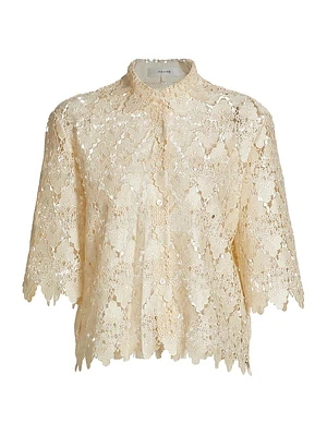 Lace Button-Up Shirt