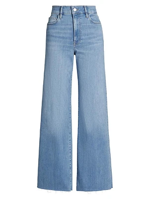 Le Slim Palazzo Raw-Fray High-Rise Jeans