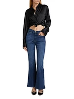 Le Easy Flare Side-Slit Mid-Rise Jeans