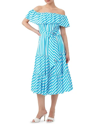 Salima 2 Off-The-Shoulder Striped Ruffle Dress