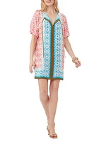 Floria Geometric Puff-Sleeve Minidress