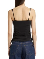 Cotton-Blend Ruched Drawstring Tank