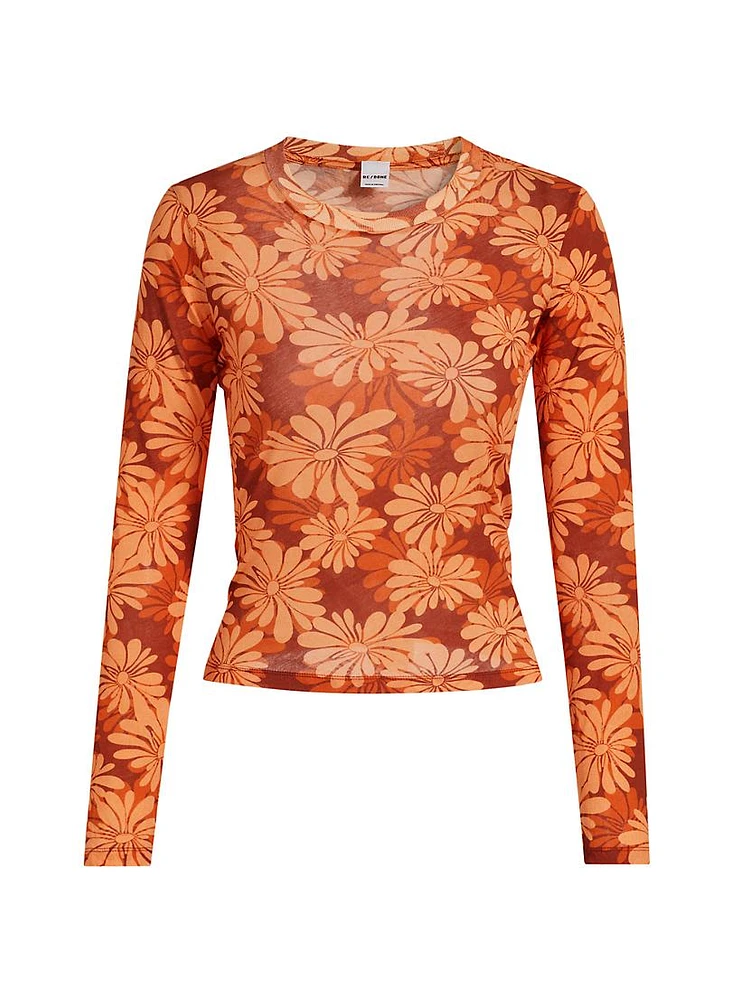 Floral Jersey Long-Sleeve Top