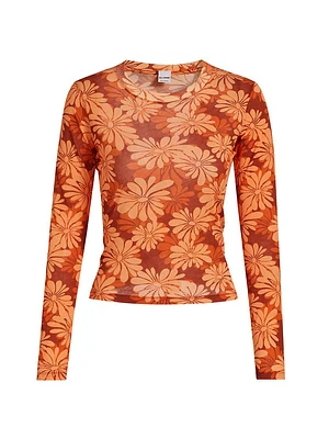 Floral Jersey Long-Sleeve Top