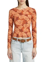 Floral Jersey Long-Sleeve Top