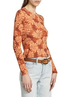 Floral Jersey Long-Sleeve Top