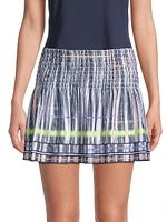 Multi-Striped Smocked Miniskirt