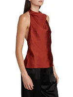 Halter Silk Open-Back Top