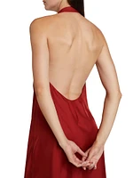 Halter Silk Open-Back Midi-Dress