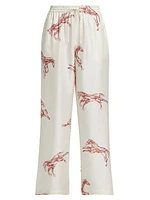 Ballpoint Equestrian Silk Wide-Leg Pants